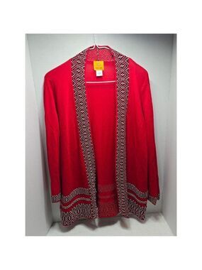 Women's Ruby Rd. Red & Black Patterned Cardigan Sweater L